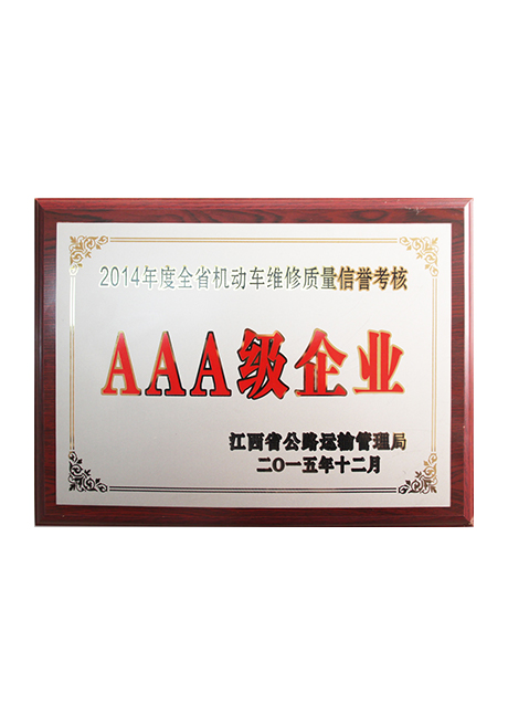 2015年全省機動車維修質量信譽考核3A級企業